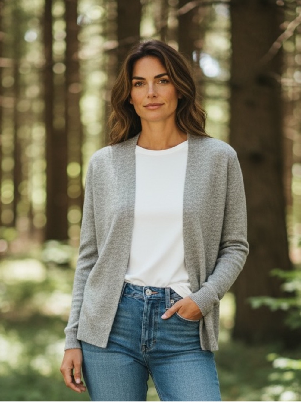 Banana Republic Heather Gray Open-Front Cardigan Wool Blend Cozy Soft Sweater